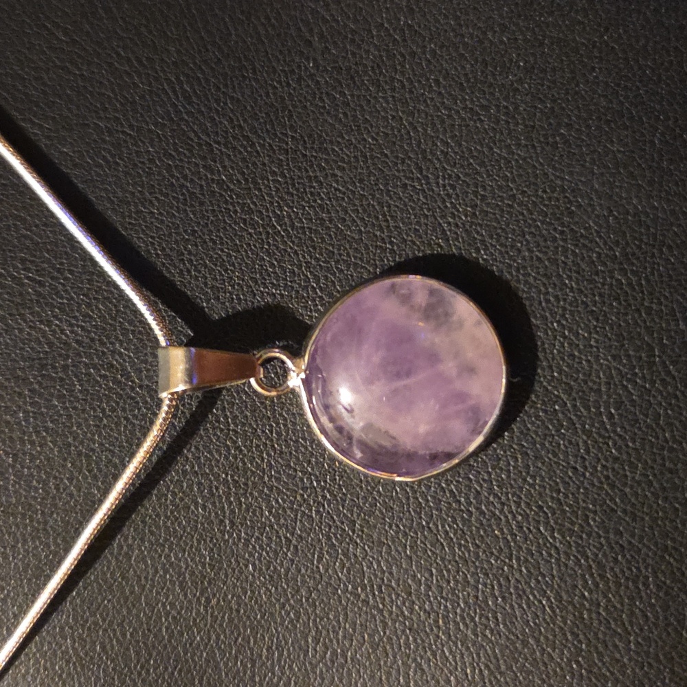 New Amethyst Gemstone Dainty Pendent Necklace - Picture 3 of 4